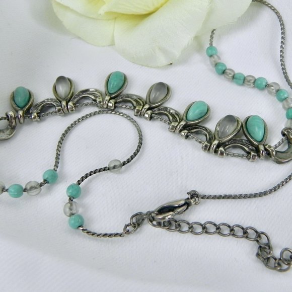 Turquoise & Opal Silver Beaded Necklace - Picture 7 of 9
